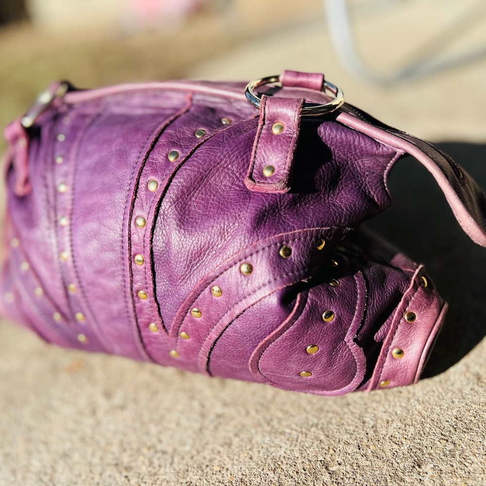 Bulga Hobo Shoulder Bag Rich Purple Leather Unused